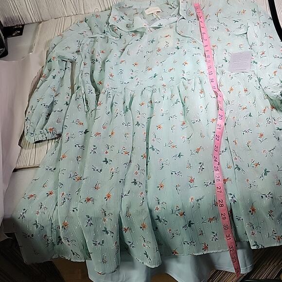 Melloday Mint Green Lined Chiffon Loose Fit Babydoll Dress Womens Small NWT - Picture 8 of 12